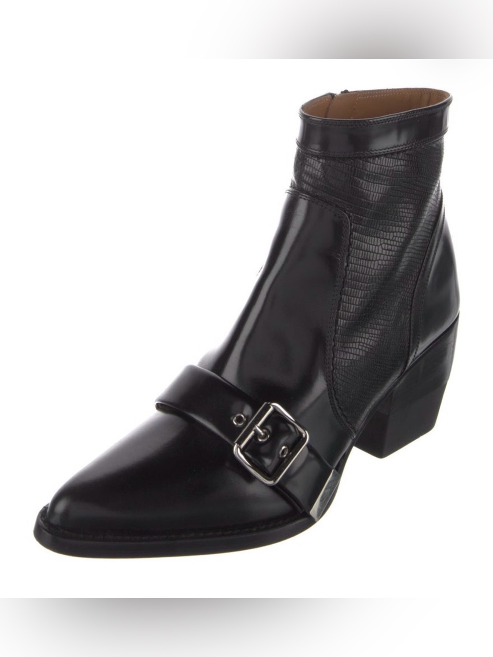 [NWT] Chloe Black Leather Buckle Heeled Chelsea Boot